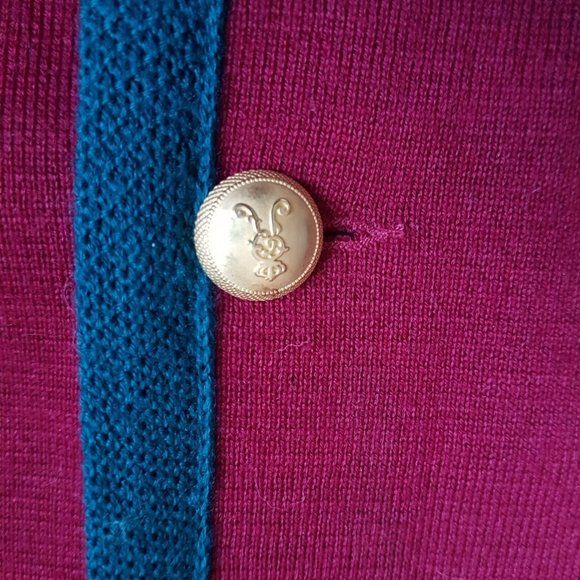 1990s Vintage Cozy Red and Green Wool Cardigan Size L, Vintage Red Cardigan - Picture 6 of 9